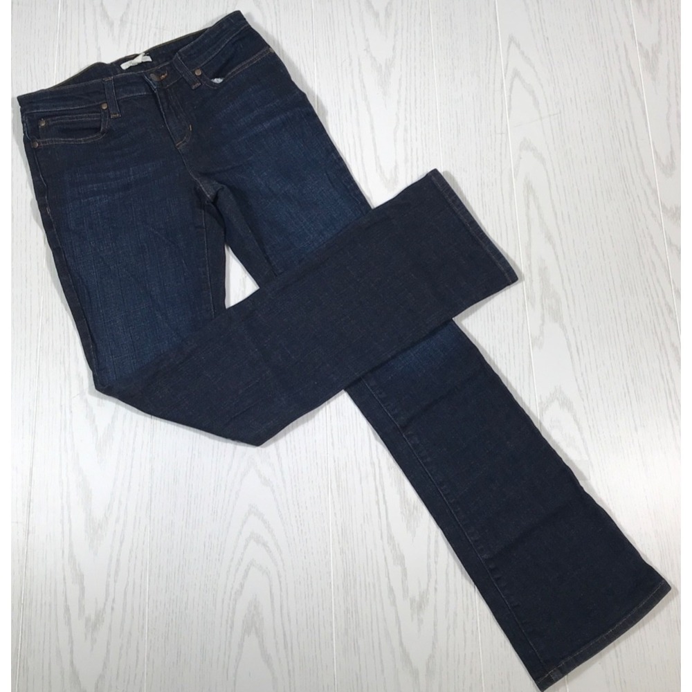 Eileen Fisher Organic Cotton Denim Jeans Womens 2 Dark Blue Bootcut Stretch Boho